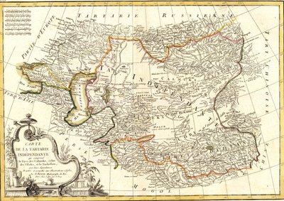 Map of Independent Tartary Including the Lands of the Kalmyks, Uzbeks, and Turkestan by Charles Marie Rigobert Bonne